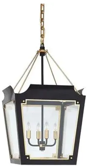 Visual Comfort - Caddo Small Glass Lantern - Matte Black With Gild