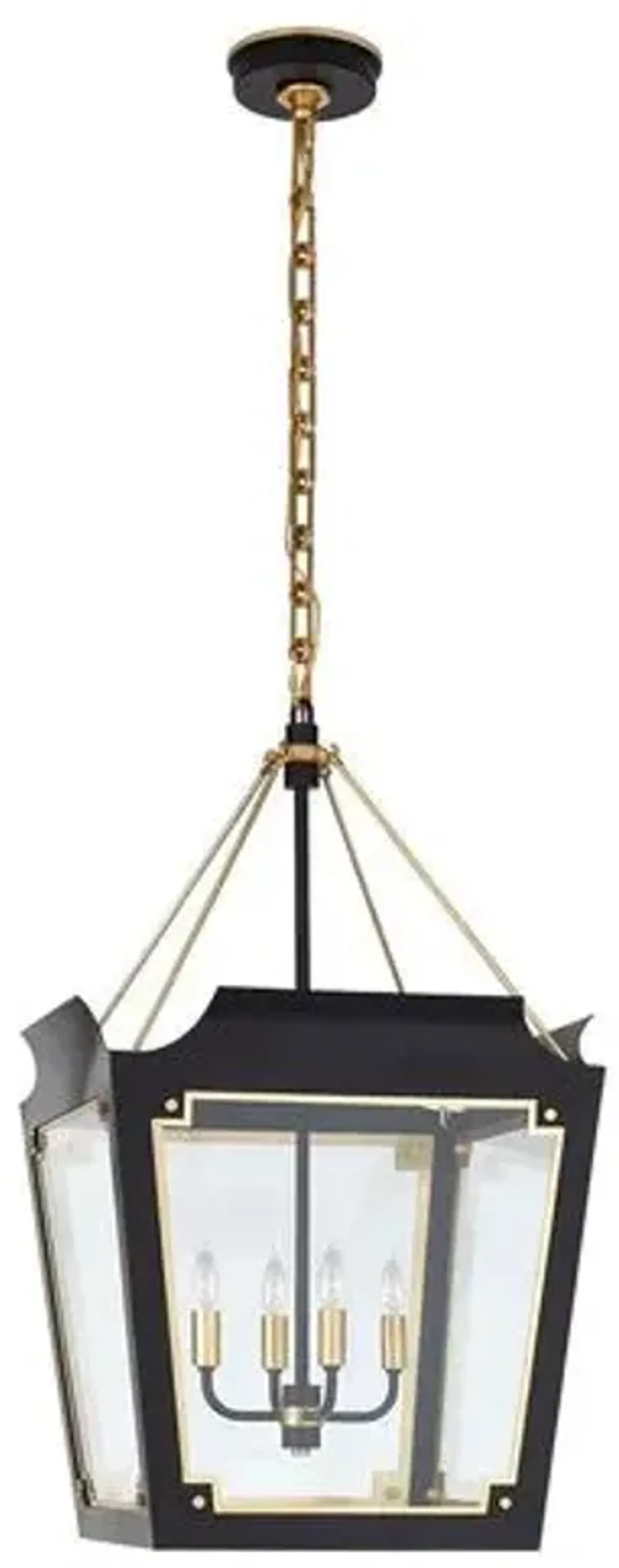 Visual Comfort - Caddo Small Glass Lantern - Matte Black With Gild