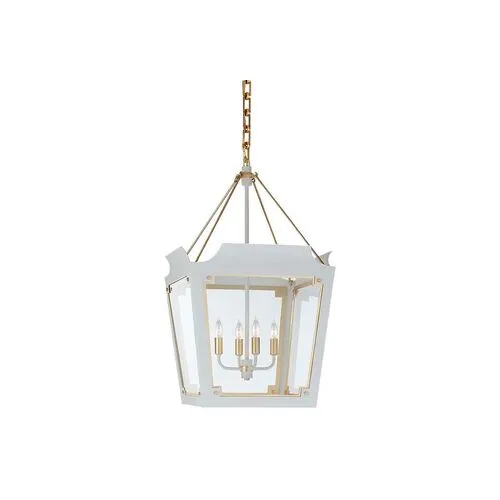 Visual Comfort - Caddo Small Glass Lantern - Soft White With Gild