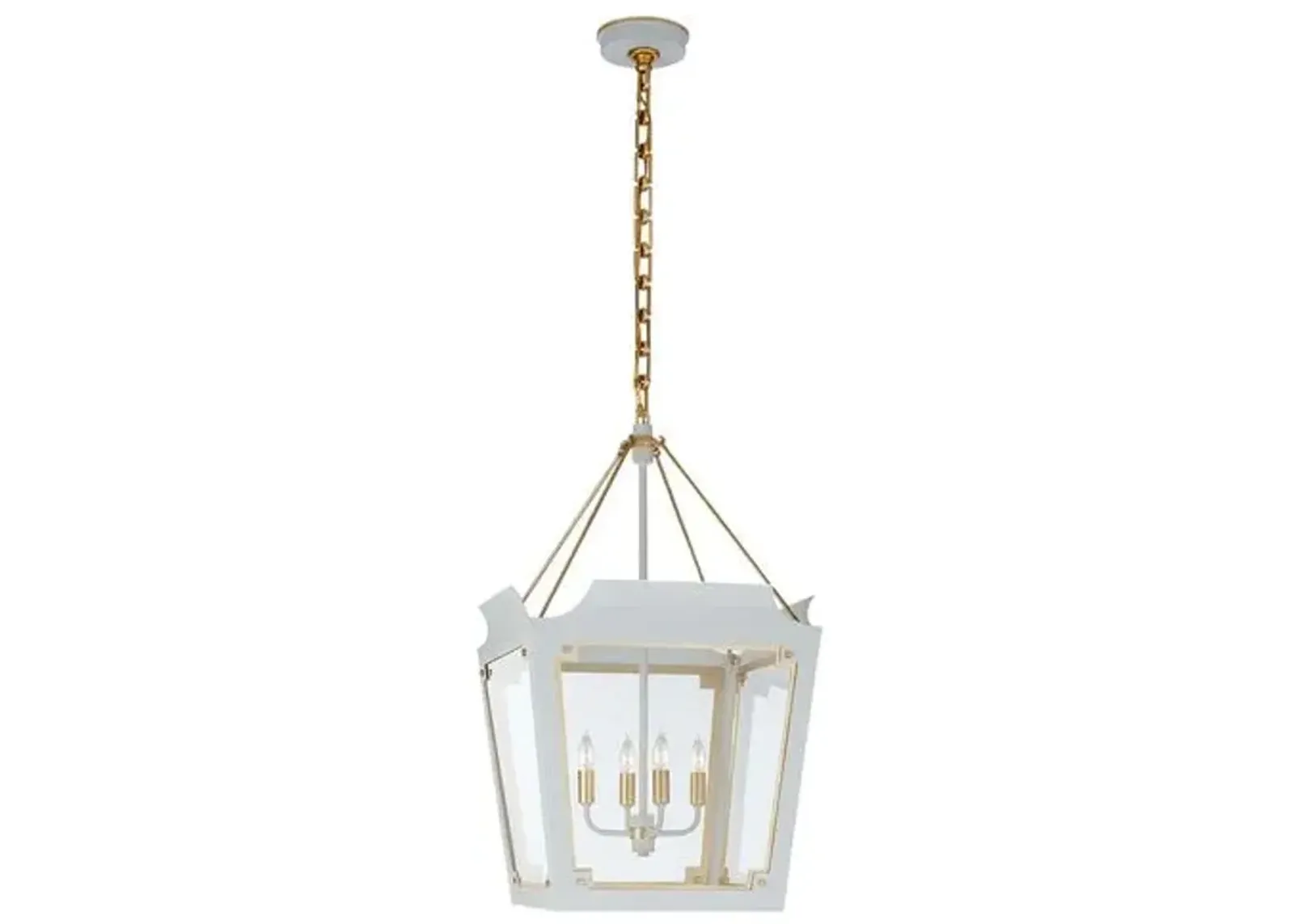 Visual Comfort - Caddo Small Glass Lantern - Soft White With Gild