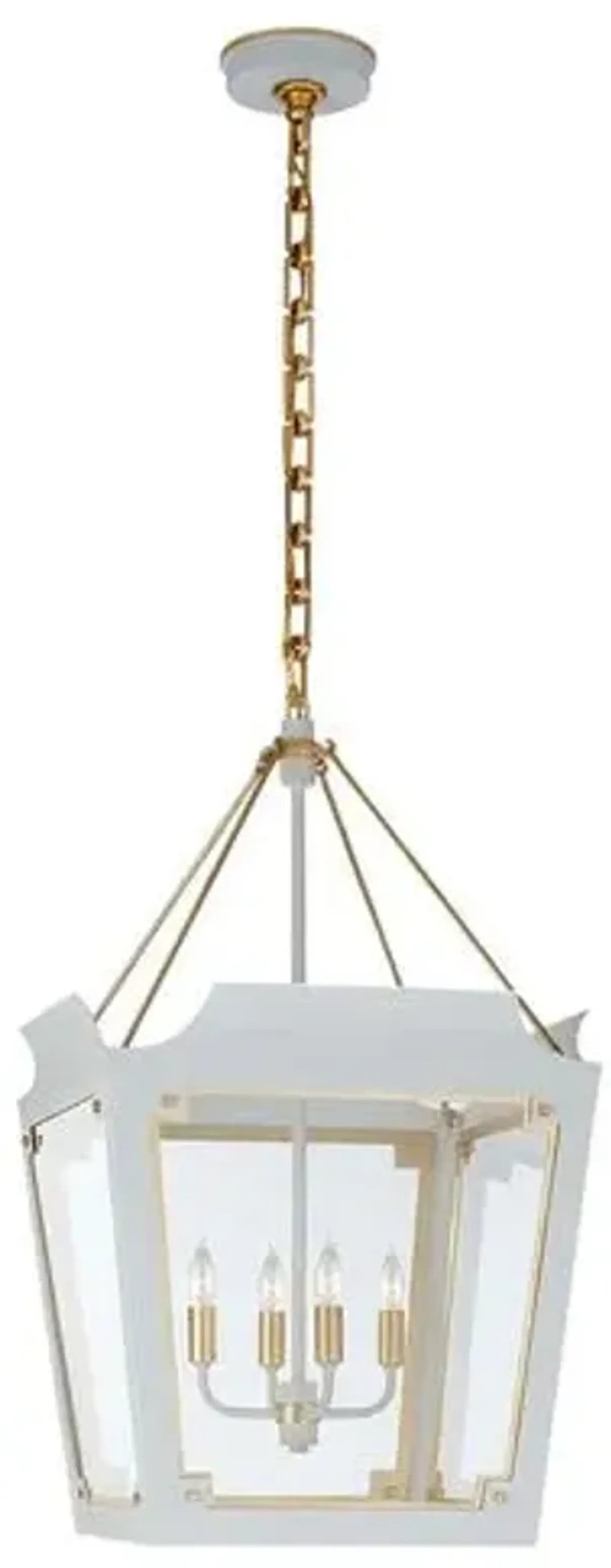 Visual Comfort - Caddo Small Glass Lantern - Soft White With Gild