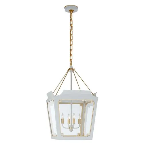 Visual Comfort - Caddo Small Glass Lantern - Soft White With Gild