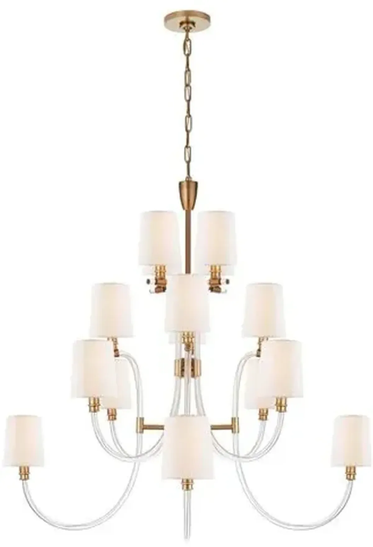 Visual Comfort - Clarice Chandelier - Crystal With Antique Brass - Clear