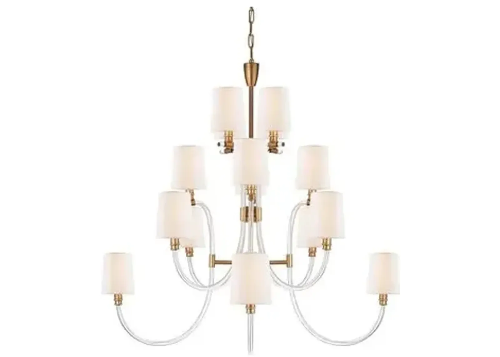 Visual Comfort - Clarice Chandelier - Crystal With Antique Brass - Clear