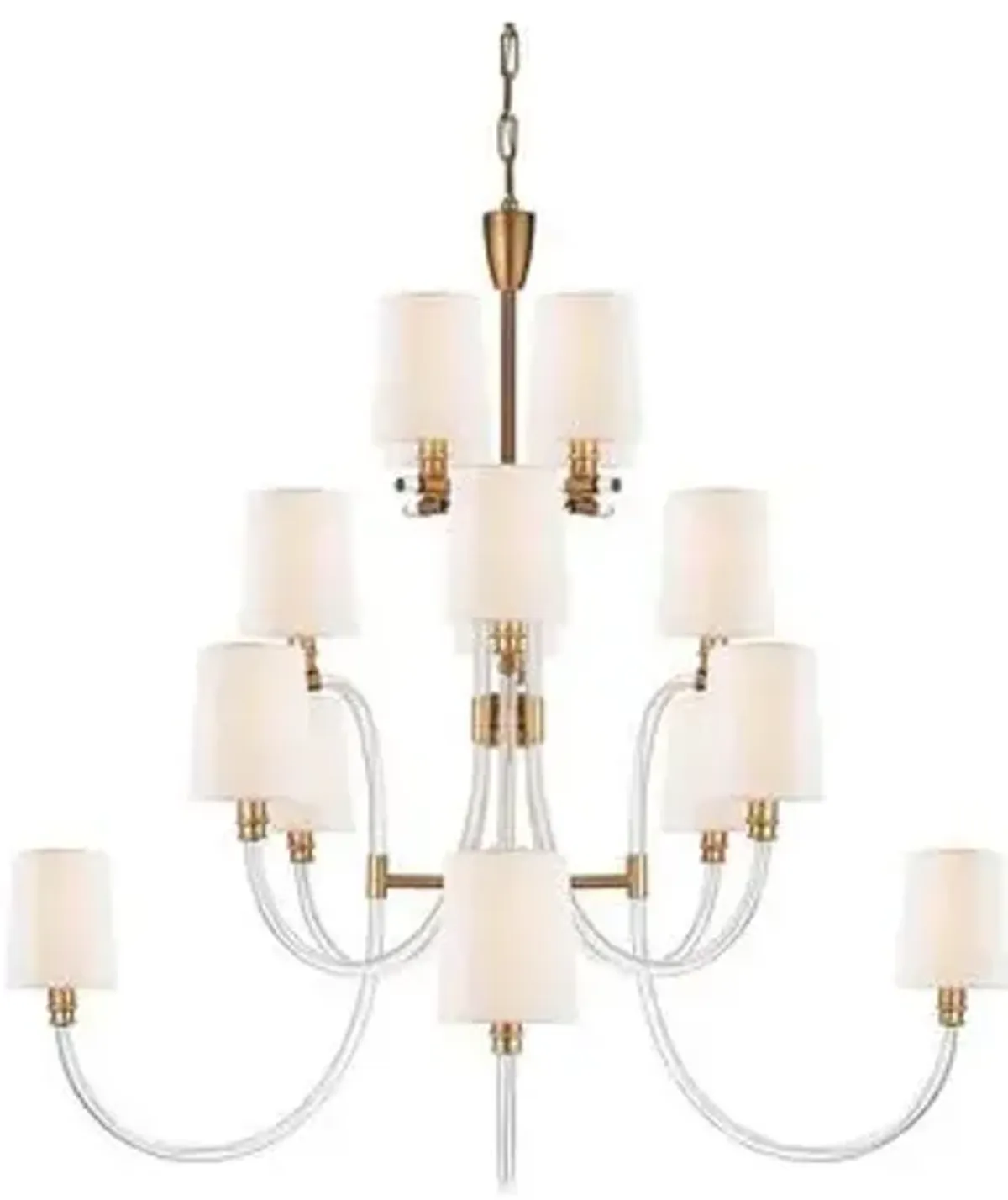 Visual Comfort - Clarice Chandelier - Crystal With Antique Brass - Clear