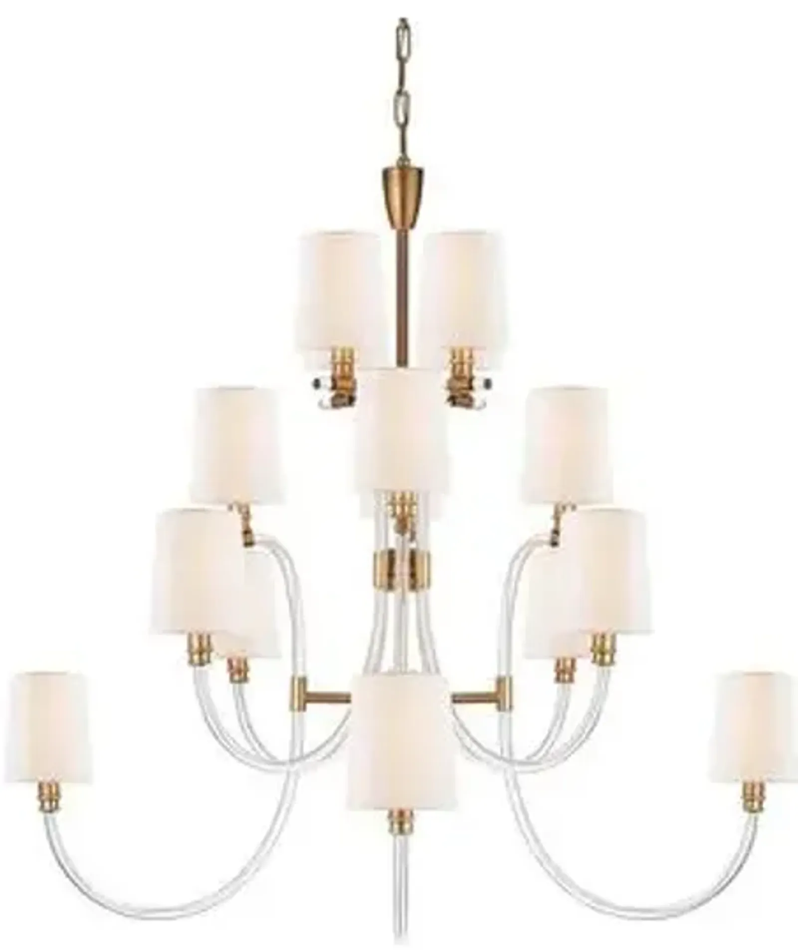 Visual Comfort - Clarice Chandelier - Crystal With Antique Brass - Clear