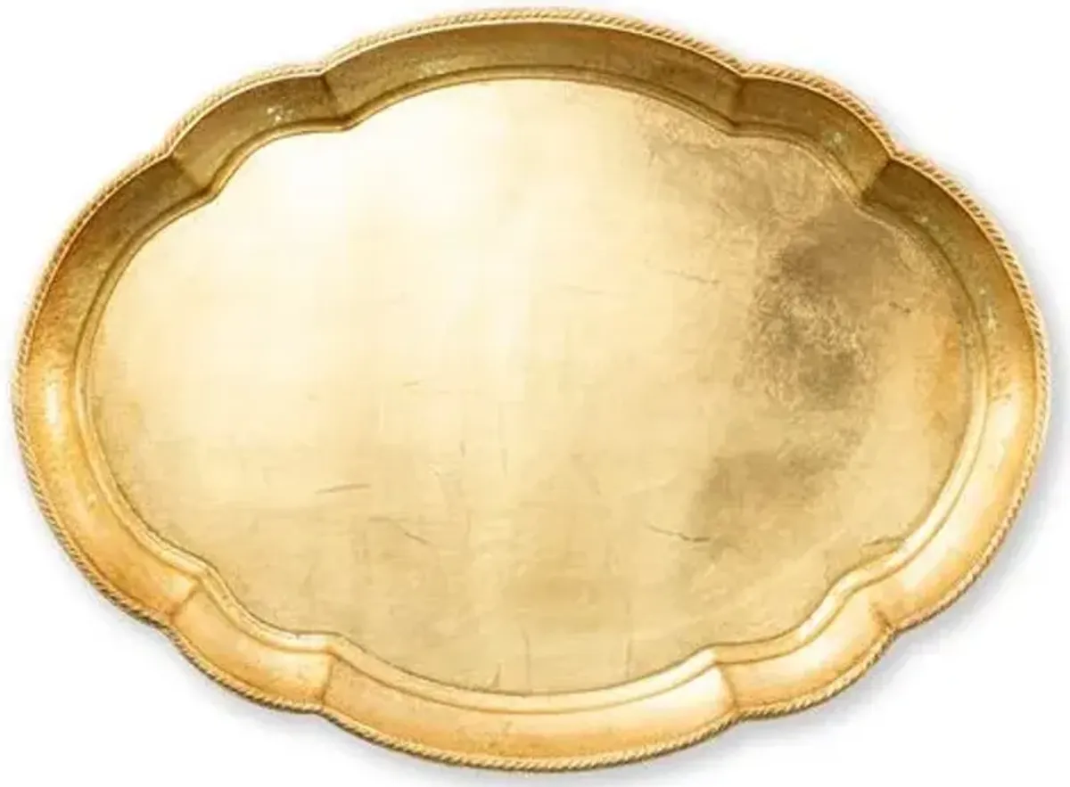 22" Florentine Large Tray - Gold - VIETRI - Handcrafted