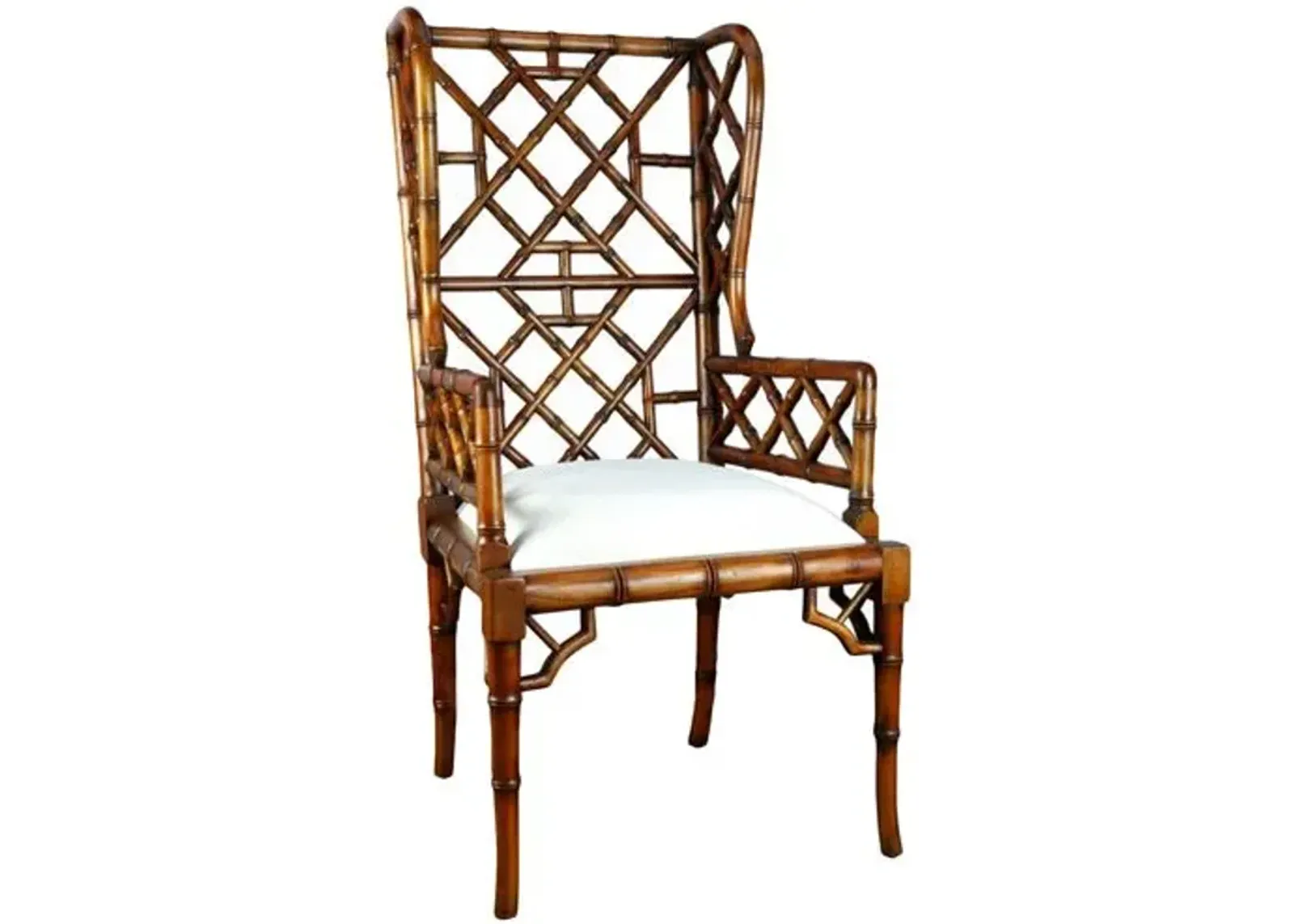 Chinoiserie Wingback Chair - Distressed Walnut - Handcrafted in The USA - Brown - Comfortable, Stylish