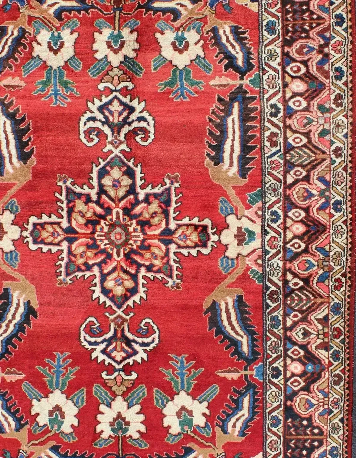 Vintage Persian Bakhtiar Rug 4'10 x 6'10 - Keivan Woven Arts - Red - Red