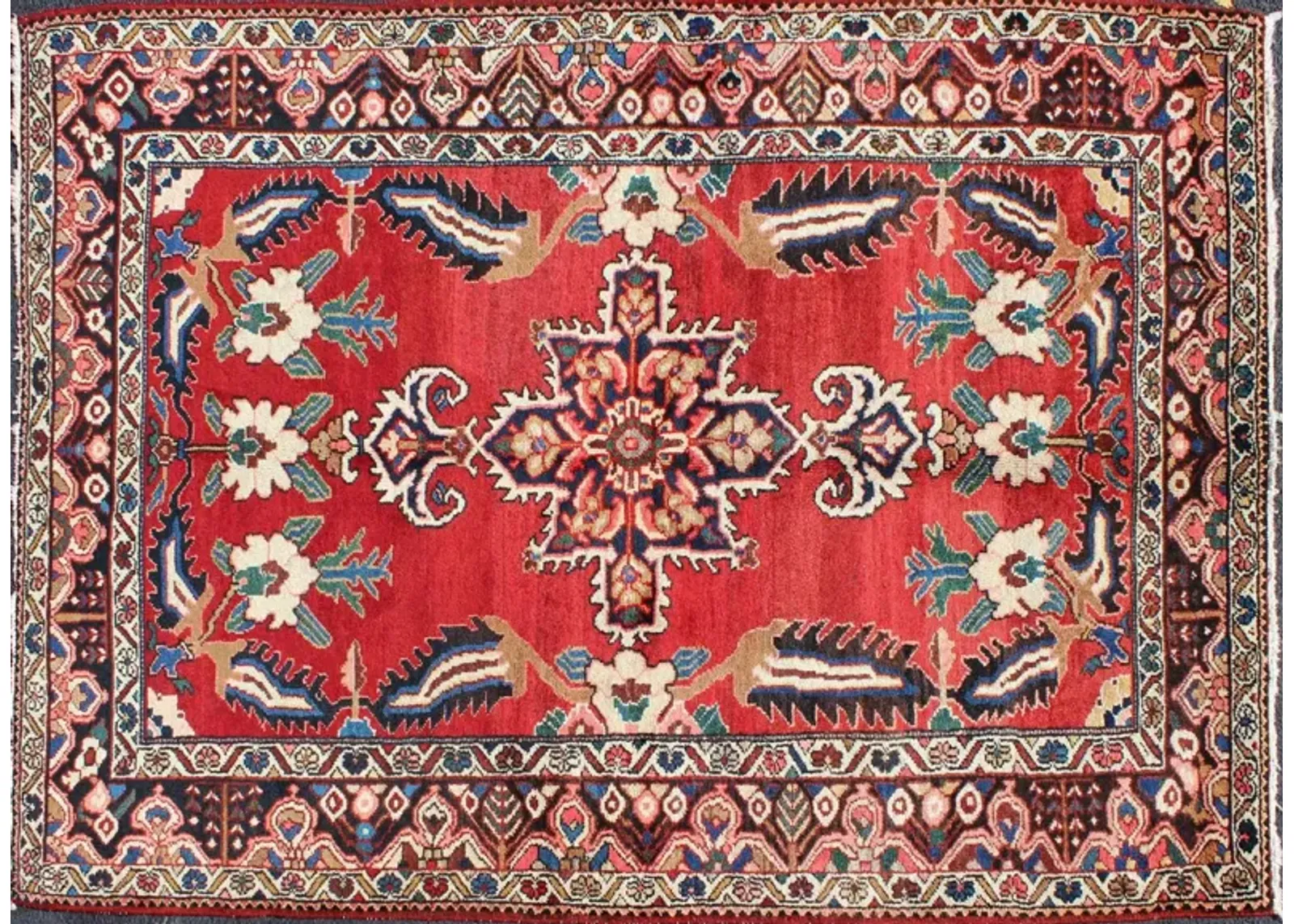 Vintage Persian Bakhtiar Rug 4'10 x 6'10 - Keivan Woven Arts - Red - Red