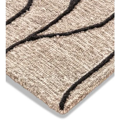 Finley Rug - Black/Taupe - Beige - Beige