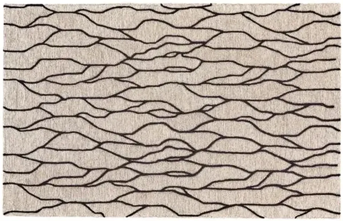 Finley Rug - Black/Taupe - Beige - Beige