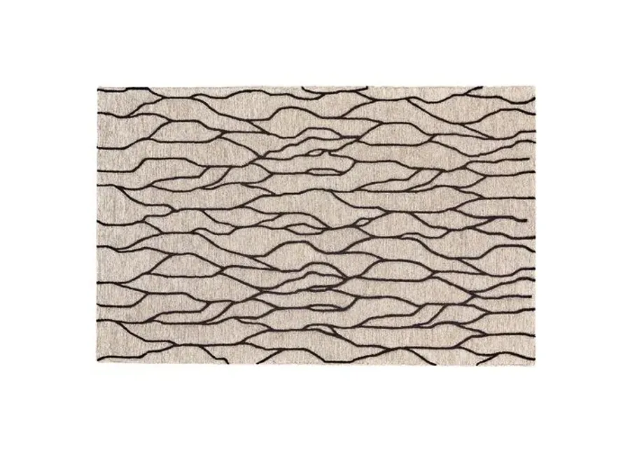 Finley Rug - Black/Taupe - Beige - Beige