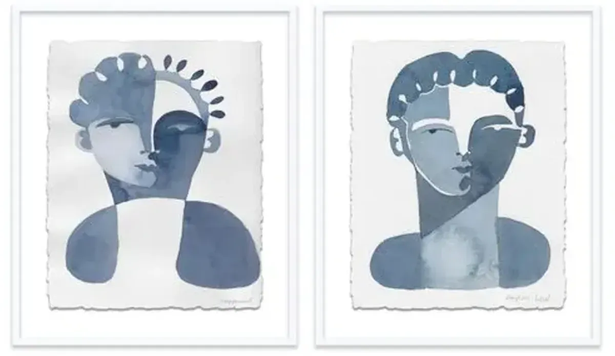 Hayley Mitchell - Claudine & Perette Diptych Painting - White