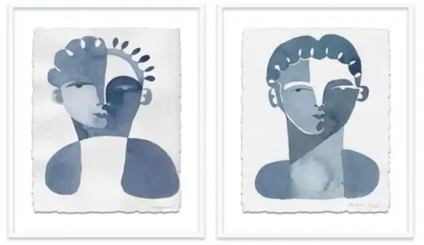 Hayley Mitchell - Claudine & Perette Diptych Painting - White