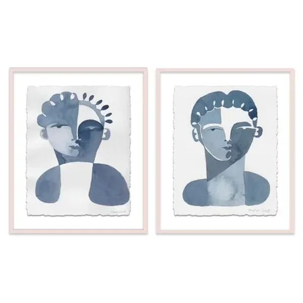 Hayley Mitchell - Claudine & Perette Diptych Painting - White