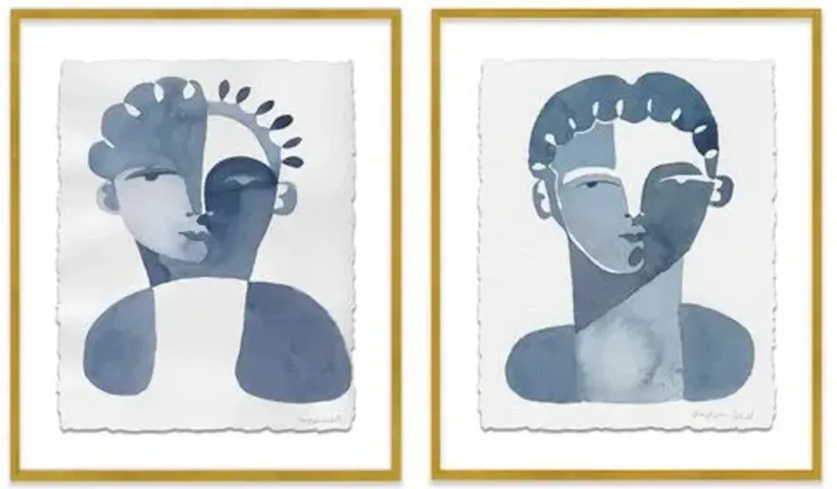 Hayley Mitchell - Claudine & Perette Diptych Painting - Gold