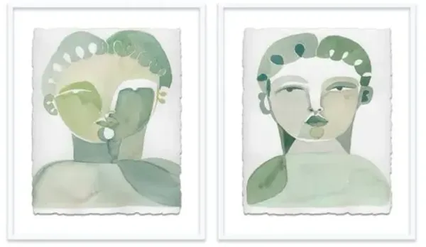 Hayley Mitchell - Lou I & Lou II Diptych Painting - White