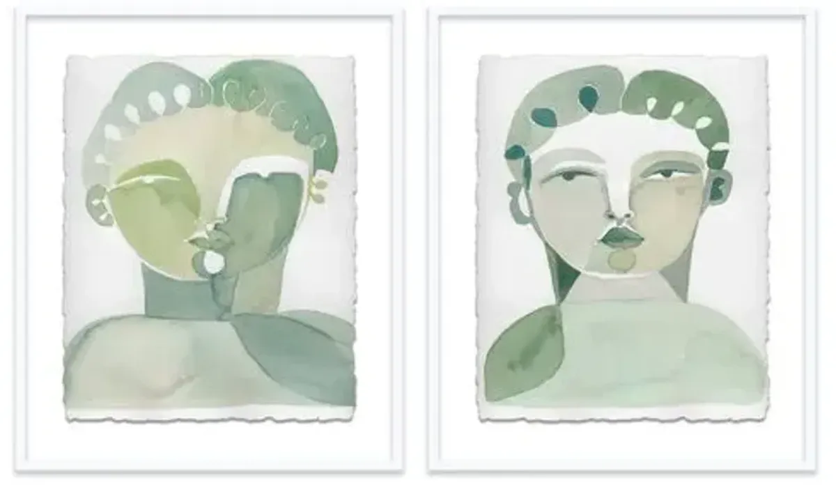 Hayley Mitchell - Lou I & Lou II Diptych Painting - Beige