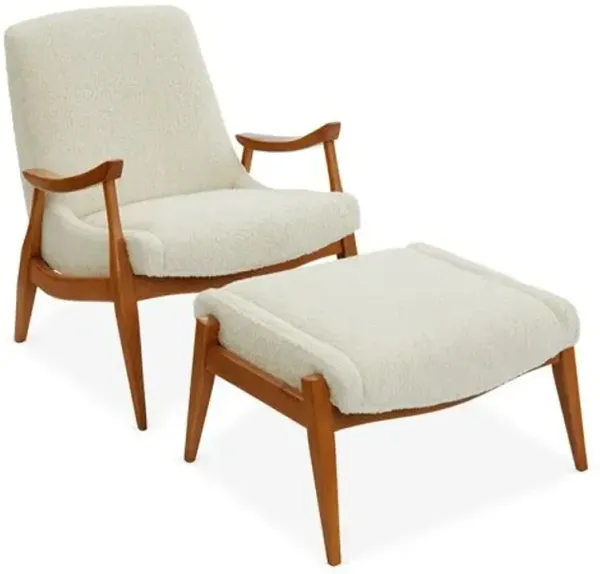Kayla Accent Chair & Ottoman Set - Ivory - Handcrafted, Comfortable, Durable, Cushioned