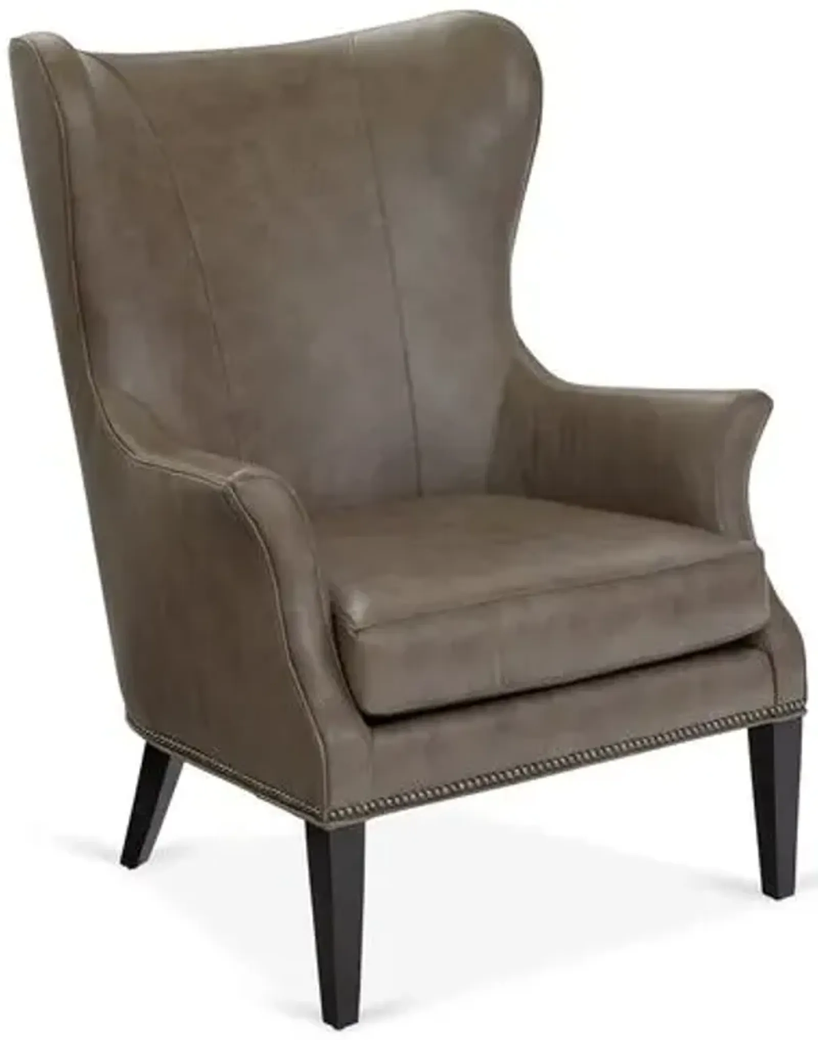 Tristen Wingback Chair - Cedar Leather - Handcrafted in The USA - Brown - Comfortable, Stylish