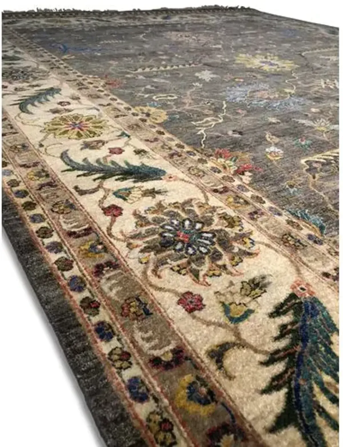 9'x12' Sari Wool Oscar Rug - Gray - F.J. Kashanian - Gray