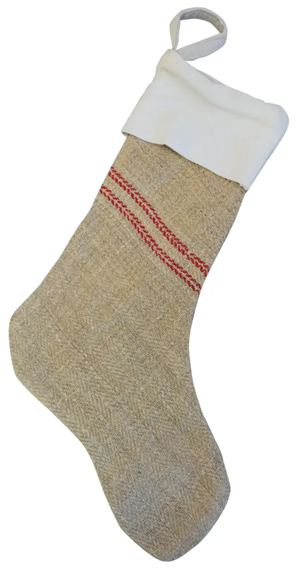 European Textile Christmas Stocking - Ivory