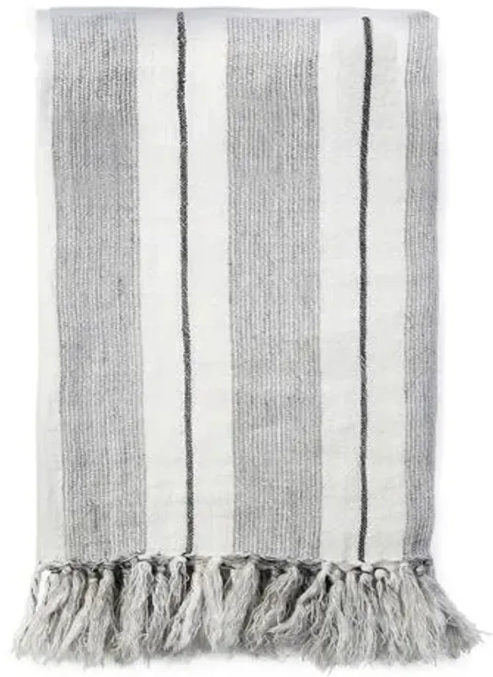 Laguna Linen Throw - Gray/Charcoal - Pom Pom at Home, Fringed