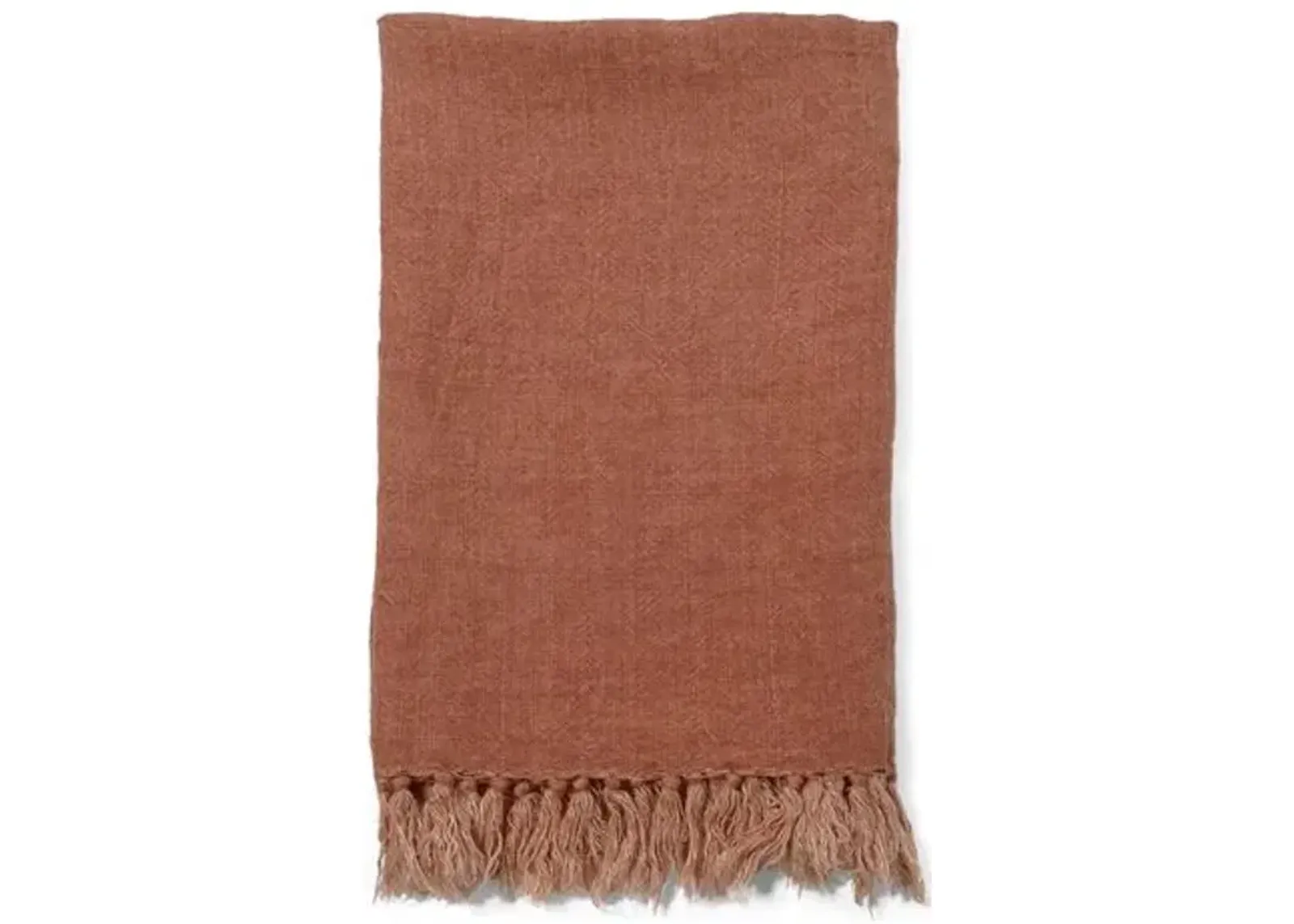 Montauk Linen Throw - Terracotta - Pom Pom at Home - Orange, Fringed