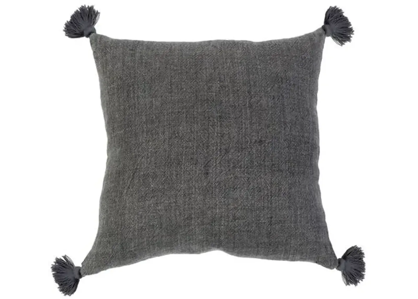 Montauk 20x20 Tassel Pillow - Charcoal Linen - Pom Pom at Home