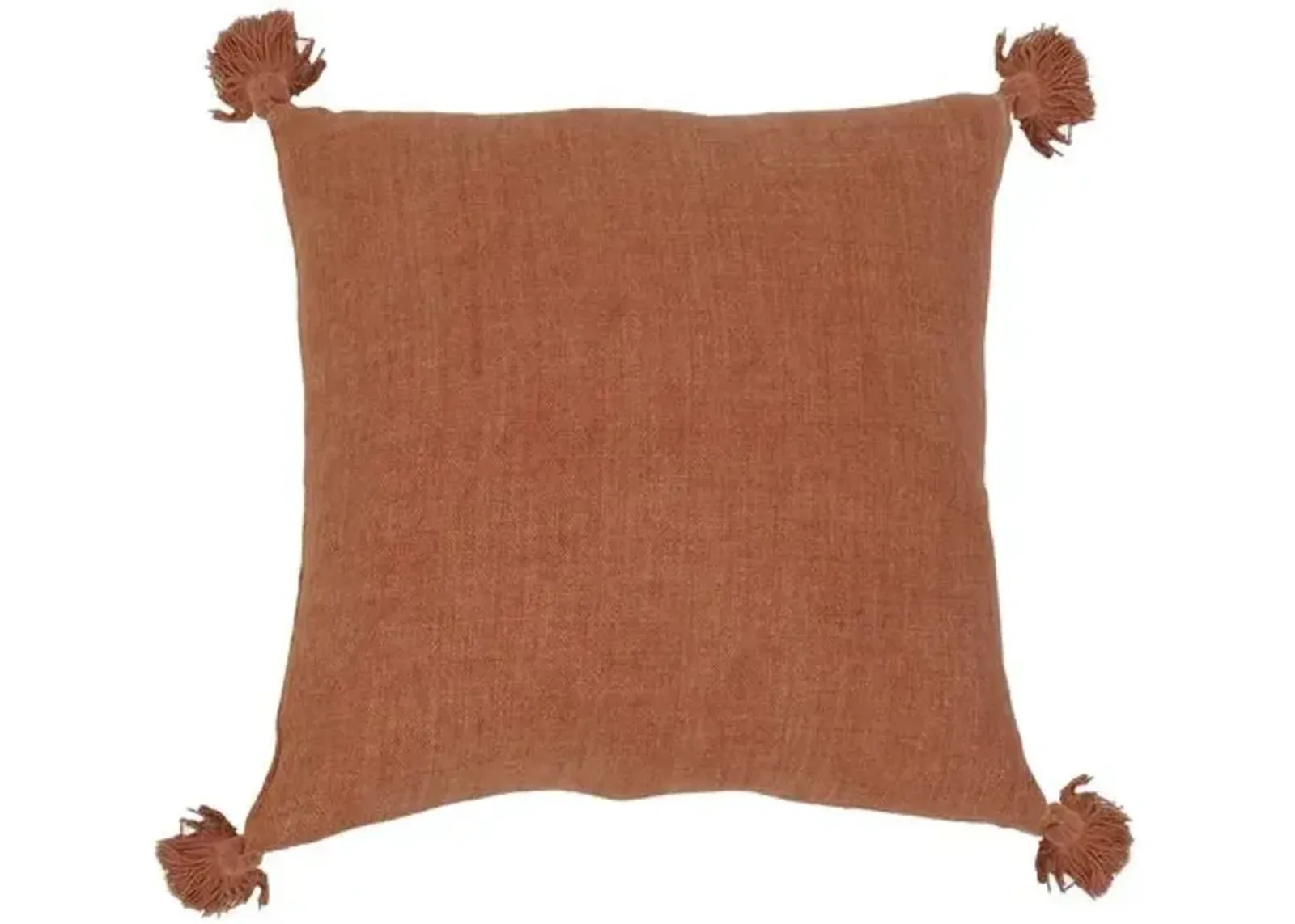 Montauk 20x20 Tassel Pillow - Terracotta Linen - Pom Pom at Home