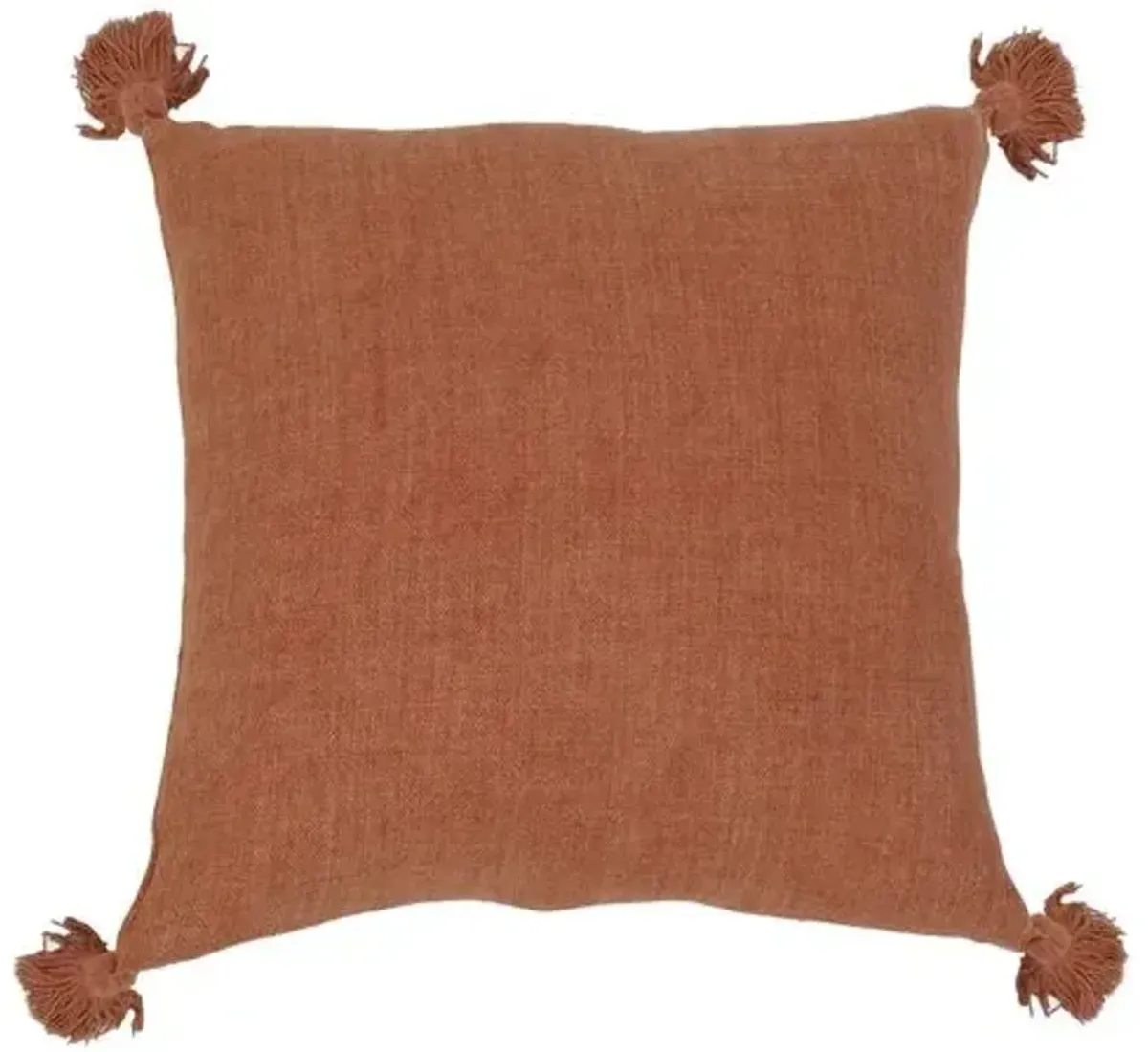 Montauk 20x20 Tassel Pillow - Terracotta Linen - Pom Pom at Home