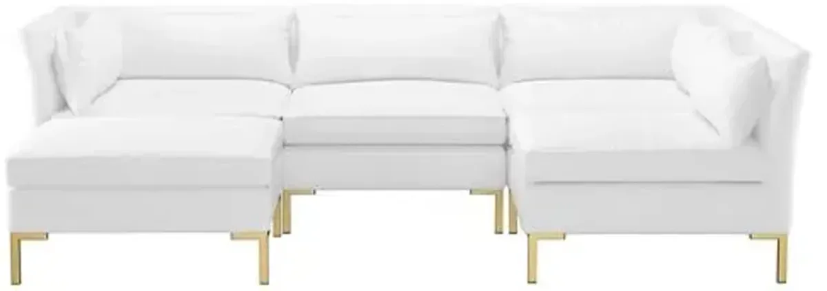 Marceau Linen U-Shaped Sectional - Handcrafted - White