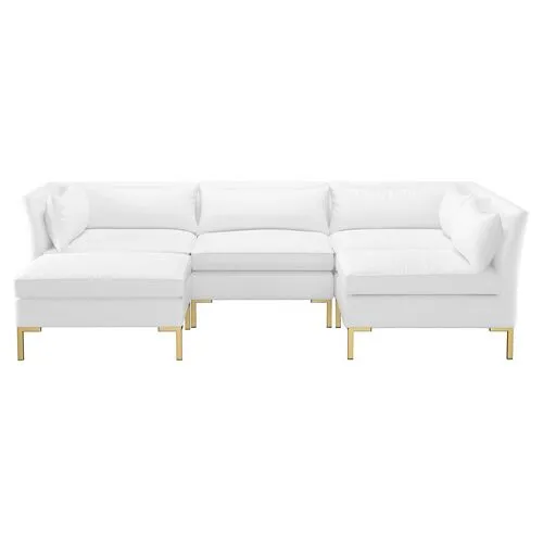 Marceau Linen U-Shaped Sectional - Handcrafted - White