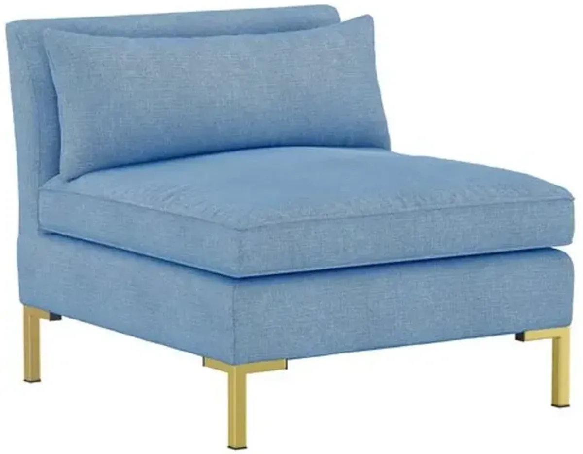 Marceau Linen U-Shaped Sectional - Handcrafted - Blue