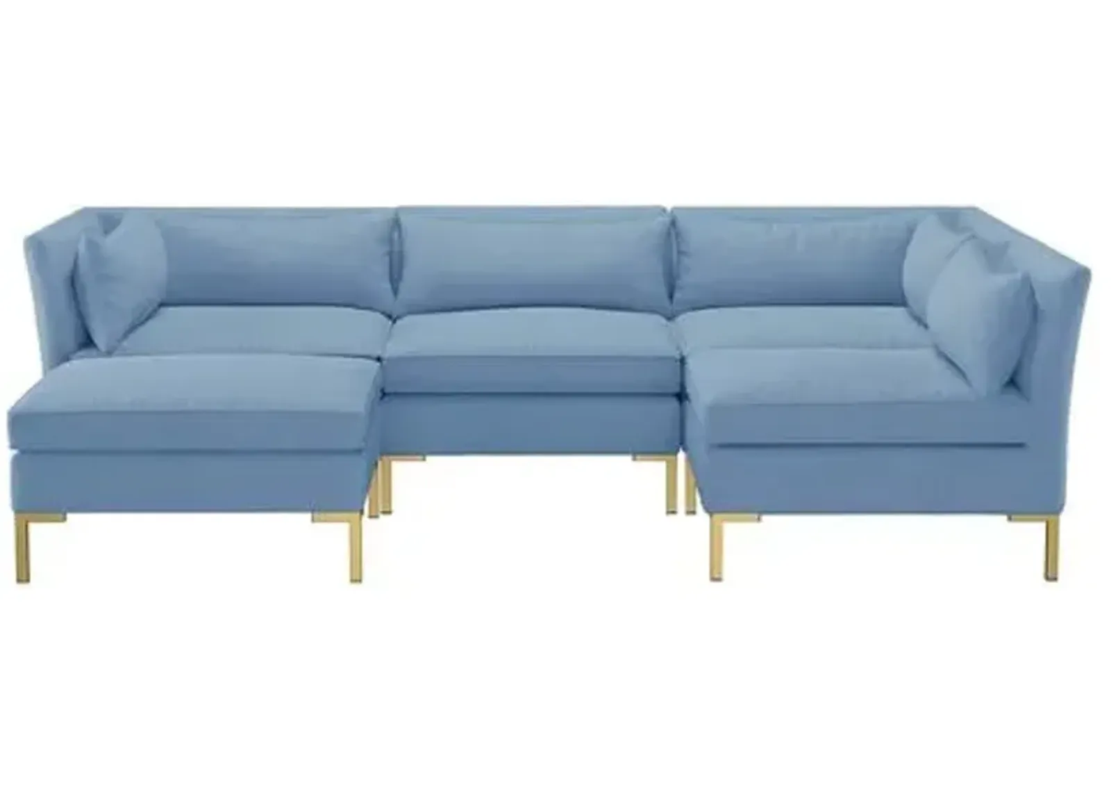 Marceau Linen U-Shaped Sectional - Handcrafted - Blue