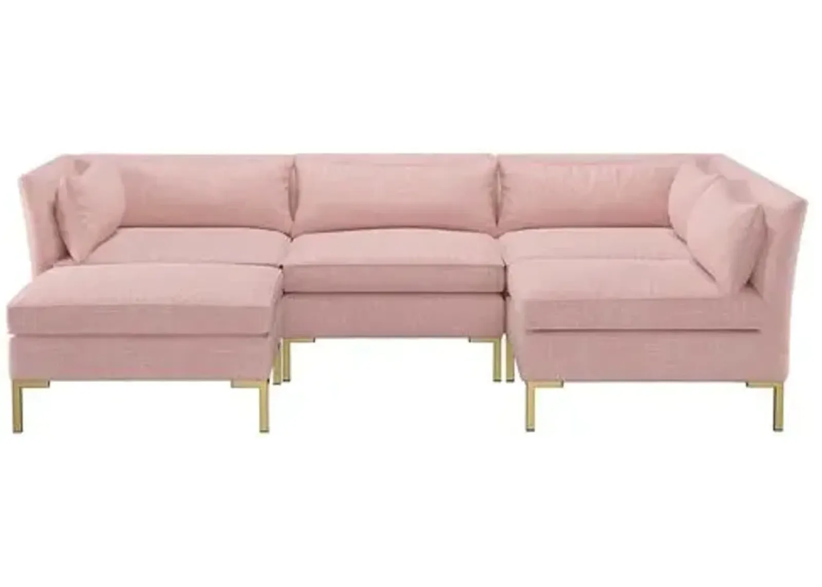 Marceau Linen U-Shaped Sectional - Handcrafted - Pink