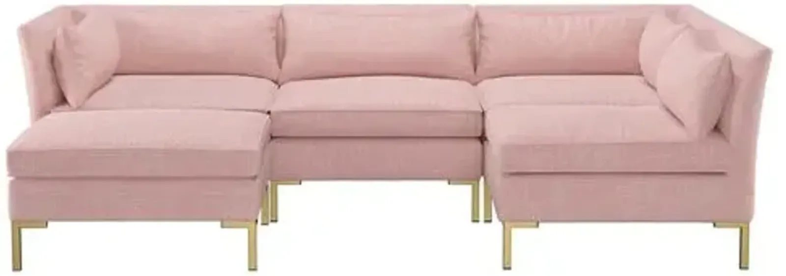 Marceau Linen U-Shaped Sectional - Handcrafted - Pink