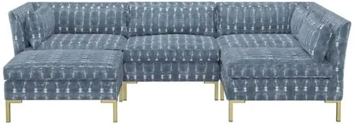 Marceau U-Shaped Sectional - Shibori Indigo - Handcrafted - Blue