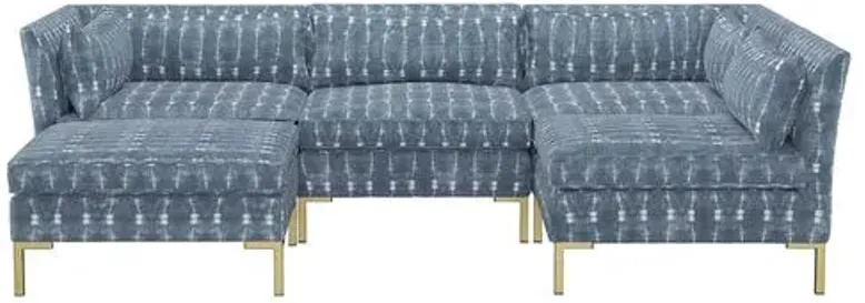 Marceau U-Shaped Sectional - Shibori Indigo - Handcrafted - Blue