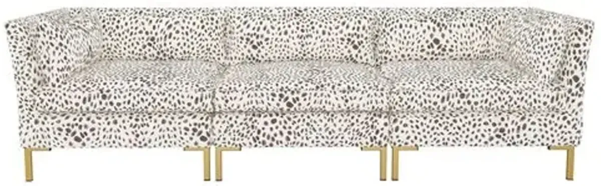 Marceau Cheetah Modular Sofa - Cream/Gray - Handcrafted