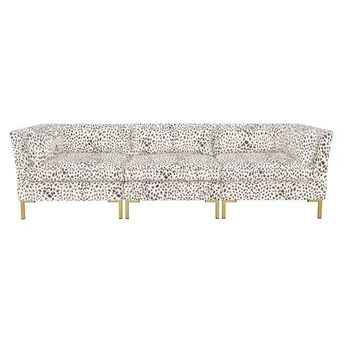 Marceau Cheetah Modular Sofa - Cream/Gray - Handcrafted