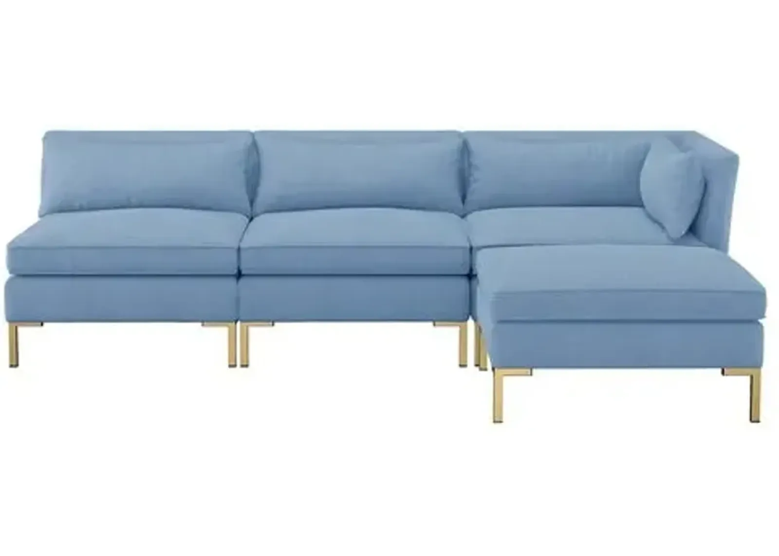 Marceau Linen Reversible Sectional - Handcrafted - Blue