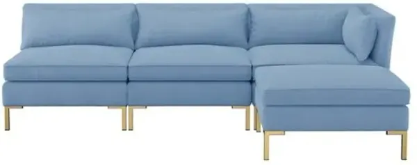 Marceau Linen Reversible Sectional - Handcrafted - Blue