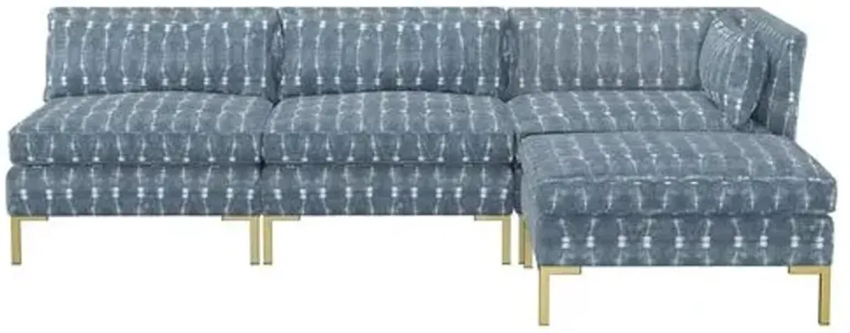 Marceau Reversible Sectional - Shibori Indigo - Handcrafted - Blue