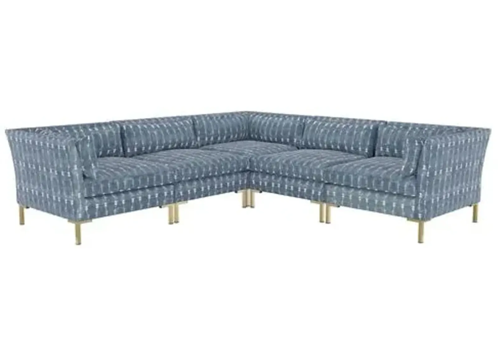 Marceau L-Shaped Sectional - Shibori Indigo - Handcrafted - Blue