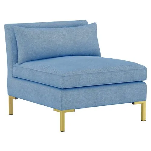 Marceau Linen L-Shaped Sectional - Handcrafted - Blue