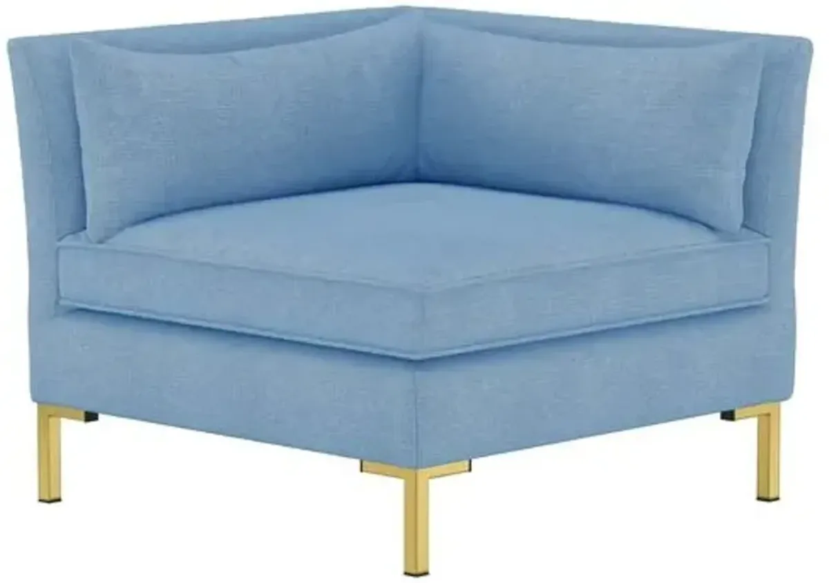 Marceau Linen L-Shaped Sectional - Handcrafted - Blue