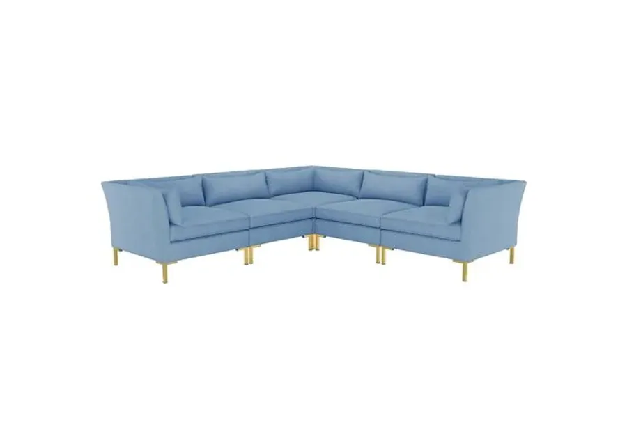 Marceau Linen L-Shaped Sectional - Handcrafted - Blue