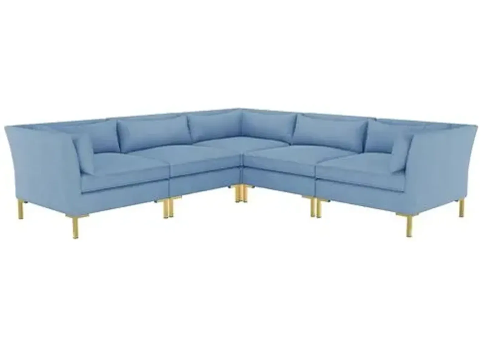 Marceau Linen L-Shaped Sectional - Handcrafted - Blue